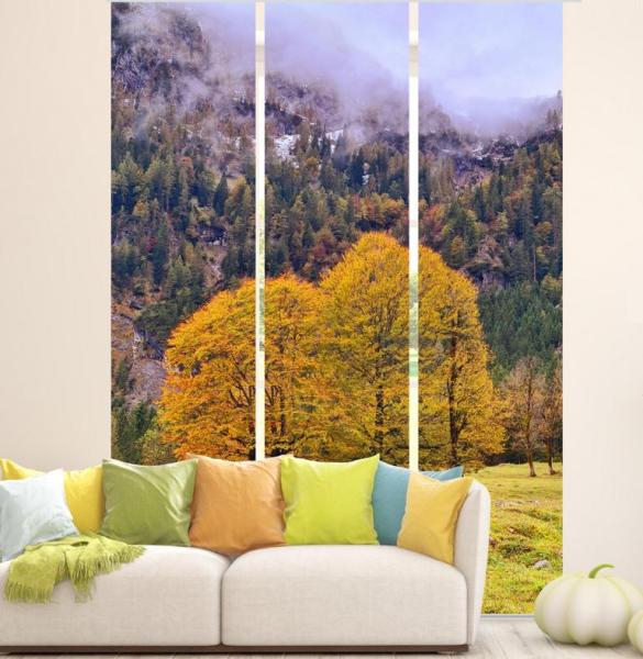 Herbstfreuden Flächenvorhang - 3teiliges Set Flächenvorhang 3er Set, Schiebegardine, Schiebegardinen, blickdicht, Flächenvorhang blickdicht, Schiebevorhang,